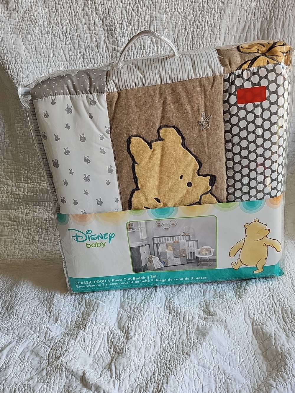 Disney Baby Classic Pooh Crib Bedding Set - Yellow, Brown, White, Gray